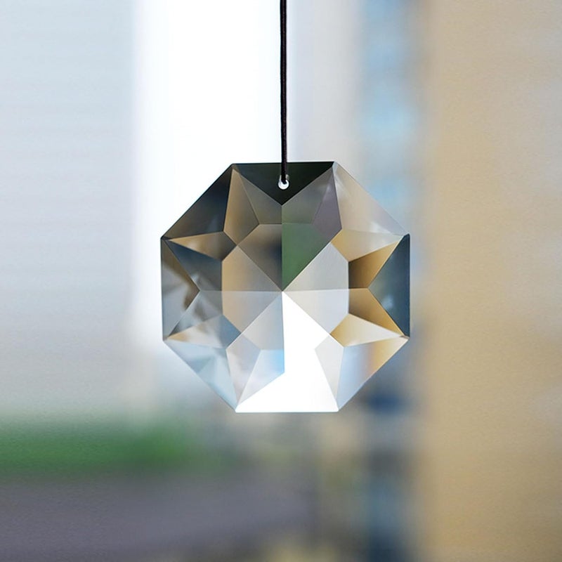 Sanpyl Hanging Window Crystal Octagonal Prism, Crystal Light Catcher, Glass Hanging Ornaments, Rainbow Maker Pendant Decoration with Rope for Easy Hanging (Transparent) - Image 1